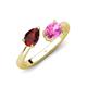 4 - Afra 1.90 ctw Red Garnet Pear Shape (7x5 mm) & Pink Sapphire Oval Shape (7x5 mm) Toi Et Moi Engagement Ring 