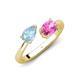 4 - Afra 1.60 ctw Aquamarine Pear Shape (7x5 mm) & Pink Sapphire Oval Shape (7x5 mm) Toi Et Moi Engagement Ring 