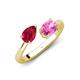 4 - Afra 1.95 ctw Ruby Pear Shape (7x5 mm) & Pink Sapphire Oval Shape (7x5 mm) Toi Et Moi Engagement Ring 