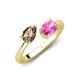 4 - Afra 1.65 ctw Smoky Quartz Pear Shape (7x5 mm) & Pink Sapphire Oval Shape (7x5 mm) Toi Et Moi Engagement Ring 