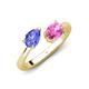 4 - Afra 1.75 ctw Tanzanite Pear Shape (7x5 mm) & Pink Sapphire Oval Shape (7x5 mm) Toi Et Moi Engagement Ring 
