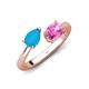 4 - Afra 1.35 ctw Turquoise Pear Shape (7x5 mm) & Pink Sapphire Oval Shape (7x5 mm) Toi Et Moi Engagement Ring 