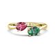 1 - Afra 1.86 ctw Pink Tourmaline Pear Shape (7x5 mm) & Lab Created Alexandrite Oval Shape (7x5 mm) Toi Et Moi Engagement Ring 