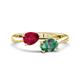 1 - Afra 2.11 ctw Ruby Pear Shape (7x5 mm) & Lab Created Alexandrite Oval Shape (7x5 mm) Toi Et Moi Engagement Ring 