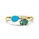 1 - Afra 1.51 ctw Turquoise Pear Shape (7x5 mm) & Lab Created Alexandrite Oval Shape (7x5 mm) Toi Et Moi Engagement Ring 