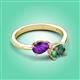 3 - Afra 1.81 ctw Amethyst Pear Shape (7x5 mm) & Lab Created Alexandrite Oval Shape (7x5 mm) Toi Et Moi Engagement Ring 