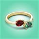 3 - Afra 2.06 ctw Red Garnet Pear Shape (7x5 mm) & Lab Created Alexandrite Oval Shape (7x5 mm) Toi Et Moi Engagement Ring 
