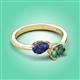 3 - Afra 1.76 ctw Iolite Pear Shape (7x5 mm) & Lab Created Alexandrite Oval Shape (7x5 mm) Toi Et Moi Engagement Ring 