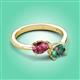 3 - Afra 1.86 ctw Pink Tourmaline Pear Shape (7x5 mm) & Lab Created Alexandrite Oval Shape (7x5 mm) Toi Et Moi Engagement Ring 