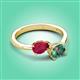 3 - Afra 2.11 ctw Ruby Pear Shape (7x5 mm) & Lab Created Alexandrite Oval Shape (7x5 mm) Toi Et Moi Engagement Ring 