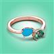 3 - Afra 1.51 ctw Turquoise Pear Shape (7x5 mm) & Lab Created Alexandrite Oval Shape (7x5 mm) Toi Et Moi Engagement Ring 