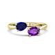 1 - Afra 1.62 ctw Blue Sapphire Pear Shape (7x5 mm) & Amethyst Oval Shape (7x5 mm) Toi Et Moi Engagement Ring 