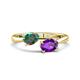 1 - Afra 1.58 ctw Lab Created Alexandrite Pear Shape (7x5 mm) & Amethyst Oval Shape (7x5 mm) Toi Et Moi Engagement Ring 