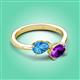 3 - Afra 1.57 ctw Blue Topaz Pear Shape (7x5 mm) & Amethyst Oval Shape (7x5 mm) Toi Et Moi Engagement Ring 