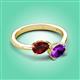 3 - Afra 1.62 ctw Red Garnet Pear Shape (7x5 mm) & Amethyst Oval Shape (7x5 mm) Toi Et Moi Engagement Ring 
