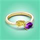 3 - Afra 1.62 ctw Yellow Sapphire Pear Shape (7x5 mm) & Amethyst Oval Shape (7x5 mm) Toi Et Moi Engagement Ring 