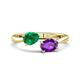1 - Afra 1.52 ctw Emerald Pear Shape (7x5 mm) & Amethyst Oval Shape (7x5 mm) Toi Et Moi Engagement Ring 