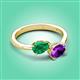 3 - Afra 1.52 ctw Emerald Pear Shape (7x5 mm) & Amethyst Oval Shape (7x5 mm) Toi Et Moi Engagement Ring 