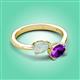 3 - Afra 1.07 ctw Opal Pear Shape (7x5 mm) & Amethyst Oval Shape (7x5 mm) Toi Et Moi Engagement Ring 