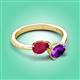 3 - Afra 1.67 ctw Ruby Pear Shape (7x5 mm) & Amethyst Oval Shape (7x5 mm) Toi Et Moi Engagement Ring 