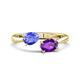 1 - Afra 1.47 ctw Tanzanite Pear Shape (7x5 mm) & Amethyst Oval Shape (7x5 mm) Toi Et Moi Engagement Ring 
