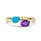 1 - Afra 1.07 ctw Turquoise Pear Shape (7x5 mm) & Amethyst Oval Shape (7x5 mm) Toi Et Moi Engagement Ring 