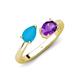 4 - Afra 1.07 ctw Turquoise Pear Shape (7x5 mm) & Amethyst Oval Shape (7x5 mm) Toi Et Moi Engagement Ring 