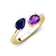 4 - Afra 1.62 ctw Pink Sapphire Pear Shape (7x5 mm) & Amethyst Oval Shape (7x5 mm) Toi Et Moi Engagement Ring 
