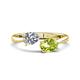 1 - Afra 1.65 ctw IGI Certified Lab Grown Diamond  Pear Shape (7x5 mm) & Peridot Oval Shape (7x5 mm) Toi Et Moi Engagement Ring 