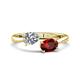 1 - Afra 1.70 ctw IGI Certified Lab Grown Diamond  Pear Shape (7x5 mm) & Red Garnet Oval Shape (7x5 mm) Toi Et Moi Engagement Ring 