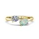 1 - Afra 1.25 ctw IGI Certified Lab Grown Diamond  Pear Shape (7x5 mm) & Opal Oval Shape (7x5 mm) Toi Et Moi Engagement Ring 