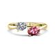 1 - Afra 1.60 ctw IGI Certified Lab Grown Diamond  Pear Shape (7x5 mm) & Pink Tourmaline Oval Shape (7x5 mm) Toi Et Moi Engagement Ring 