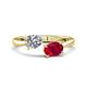 1 - Afra 1.65 ctw IGI Certified Lab Grown Diamond  Pear Shape (7x5 mm) & Ruby Oval Shape (7x5 mm) Toi Et Moi Engagement Ring 