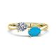 1 - Afra 1.45 ctw IGI Certified Lab Grown Diamond  Pear Shape (7x5 mm) & Turquoise Oval Shape (7x5 mm) Toi Et Moi Engagement Ring 