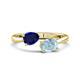 1 - Afra 1.62 ctw Blue Sapphire Pear Shape (7x5 mm) & Aquamarine Oval Shape (7x5 mm) Toi Et Moi Engagement Ring 