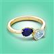 3 - Afra 1.62 ctw Blue Sapphire Pear Shape (7x5 mm) & Aquamarine Oval Shape (7x5 mm) Toi Et Moi Engagement Ring 