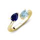 4 - Afra 1.62 ctw Blue Sapphire Pear Shape (7x5 mm) & Aquamarine Oval Shape (7x5 mm) Toi Et Moi Engagement Ring 