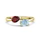 1 - Afra 1.62 ctw Red Garnet Pear Shape (7x5 mm) & Aquamarine Oval Shape (7x5 mm) Toi Et Moi Engagement Ring 