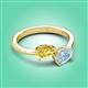 3 - Afra 1.62 ctw Yellow Sapphire Pear Shape (7x5 mm) & Aquamarine Oval Shape (7x5 mm) Toi Et Moi Engagement Ring 