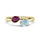1 - Afra 1.62 ctw Rhodolite Garnet Pear Shape (7x5 mm) & Aquamarine Oval Shape (7x5 mm) Toi Et Moi Engagement Ring 