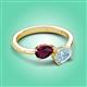 3 - Afra 1.62 ctw Rhodolite Garnet Pear Shape (7x5 mm) & Aquamarine Oval Shape (7x5 mm) Toi Et Moi Engagement Ring 