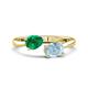 1 - Afra 1.52 ctw Emerald Pear Shape (7x5 mm) & Aquamarine Oval Shape (7x5 mm) Toi Et Moi Engagement Ring 