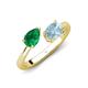 4 - Afra 1.52 ctw Emerald Pear Shape (7x5 mm) & Aquamarine Oval Shape (7x5 mm) Toi Et Moi Engagement Ring 