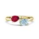 1 - Afra 1.67 ctw Ruby Pear Shape (7x5 mm) & Aquamarine Oval Shape (7x5 mm) Toi Et Moi Engagement Ring 
