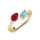 4 - Afra 1.67 ctw Ruby Pear Shape (7x5 mm) & Aquamarine Oval Shape (7x5 mm) Toi Et Moi Engagement Ring 