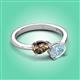 3 - Afra 1.37 ctw Smoky Quartz Pear Shape (7x5 mm) & Aquamarine Oval Shape (7x5 mm) Toi Et Moi Engagement Ring 