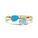 1 - Afra 1.07 ctw Turquoise Pear Shape (7x5 mm) & Aquamarine Oval Shape (7x5 mm) Toi Et Moi Engagement Ring 