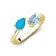 4 - Afra 1.07 ctw Turquoise Pear Shape (7x5 mm) & Aquamarine Oval Shape (7x5 mm) Toi Et Moi Engagement Ring 