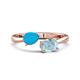 1 - Afra 1.07 ctw Turquoise Pear Shape (7x5 mm) & Aquamarine Oval Shape (7x5 mm) Toi Et Moi Engagement Ring 
