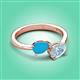 3 - Afra 1.07 ctw Turquoise Pear Shape (7x5 mm) & Aquamarine Oval Shape (7x5 mm) Toi Et Moi Engagement Ring 